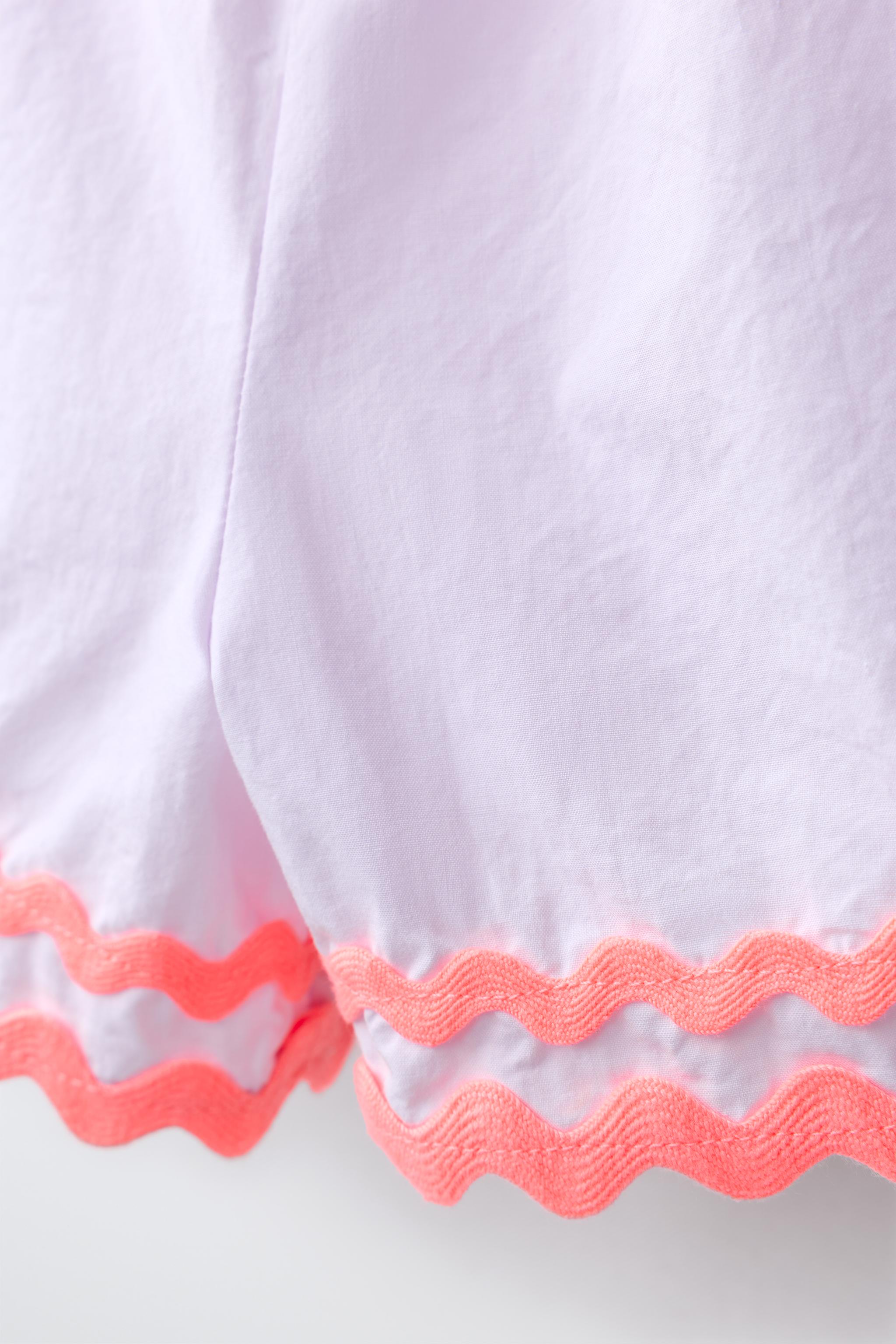 CASA LAWA X ZARA KIDS CONTRAST WAVY POPLIN SHORTS
